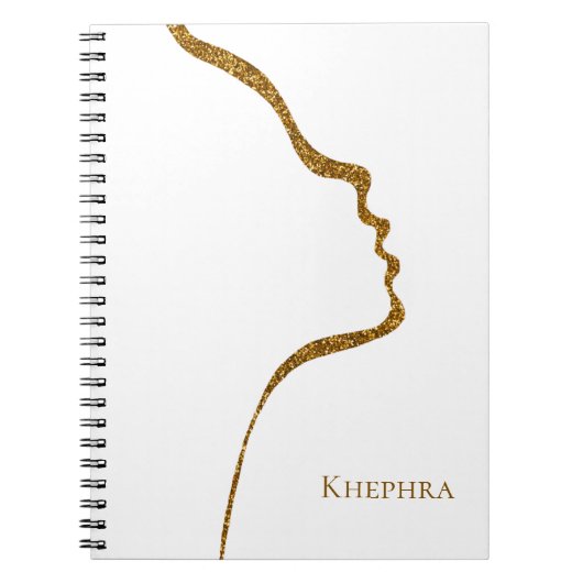 Notebook mit weißem und goldenem Glitzer Notizblock (Vorderseite)