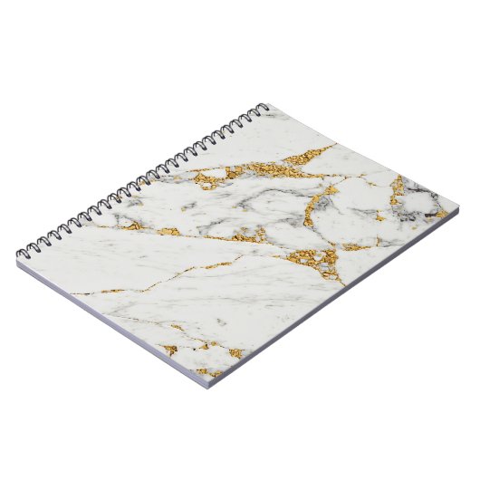 Notebook mit weißem und goldenem Marmor Notizblock (Linke Seite)
