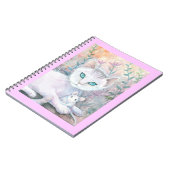 Notebook mit weißer Katze und Maus Notizblock (Linke Seite)