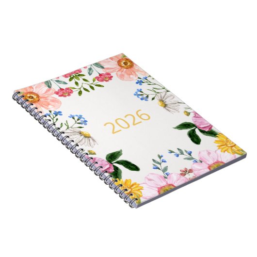 Notebook mit Whimsical-Wildblumen 2026 Notizblock (Rechte Seite)