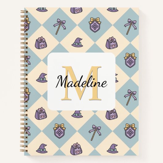 Notebook Name Magic Academy Wizard School Blue Notizblock (Vorderseite)