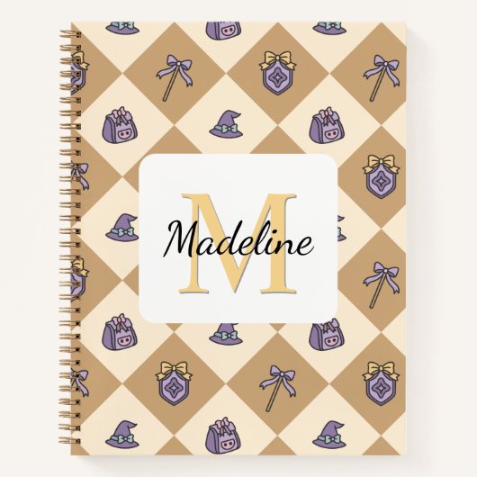 Notebook Name Magic Academy Wizard School Gold Notizblock (Vorderseite)