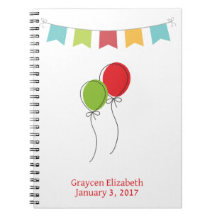 Notebook, Neue Eltern, Balloons Baby Book Keepake Notizblock