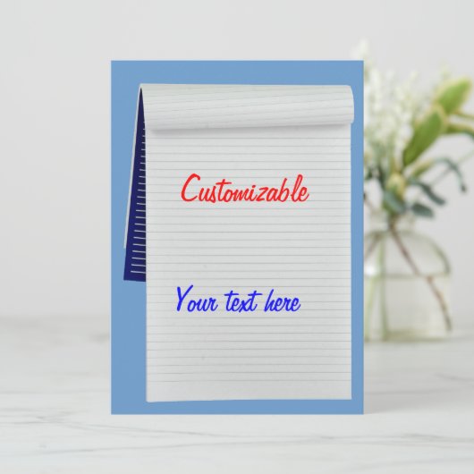 Notebook-Notizen anpassbar Einladung (Stehend Vorderseite)