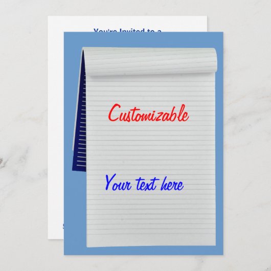 Notebook-Notizen anpassbar Einladung (Vorne/Hinten)