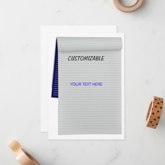 Notebook-Notizen - Blank Back Mitteilungskarte (Vorderseite/Rückseite Beispiel)