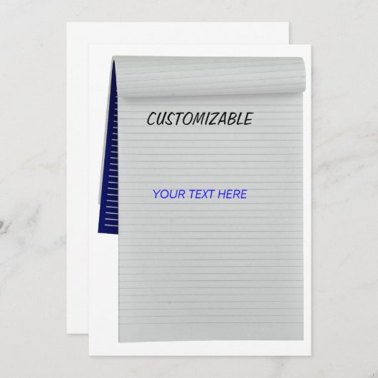 Notebook-Notizen - Blank Back Mitteilungskarte (Vorne/Hinten)