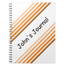 Notebook - orange Diagonal Streifen und Name Notizblock