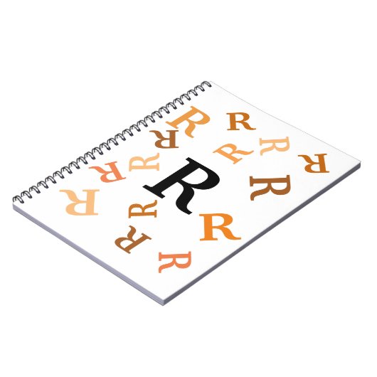 Notebook - Orangefarbene Buchstaben Notizblock (Linke Seite)