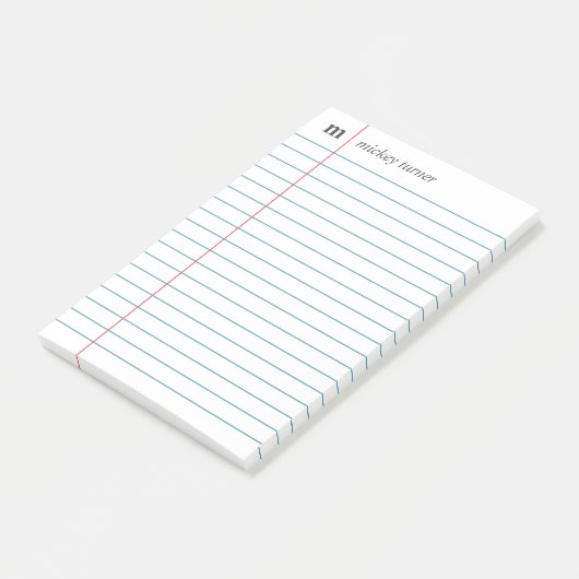 Notebook Paper White Add Your Name & Initial Post-it Klebezettel (angewinkelt)