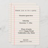 Notebook-Papier Einladung (Vorne/Hinten)