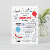 Notebook-Papier Geburtstagsparty Einladung (Stehend Vorderseite)