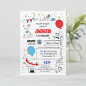 Notebook-Papier Geburtstagsparty Einladung (Stehend Vorderseite)