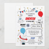 Notebook-Papier Geburtstagsparty Einladung (Vorne/Hinten)