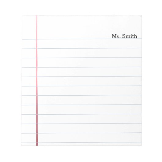 Notebook-Papier Personalisierte Leihlehrer Notepad Notizblock (Vorderseite)