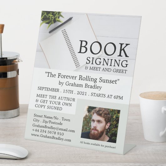 Notebook & Pen, Writers Book Signing Advertising Sockelschild (In Situ)
