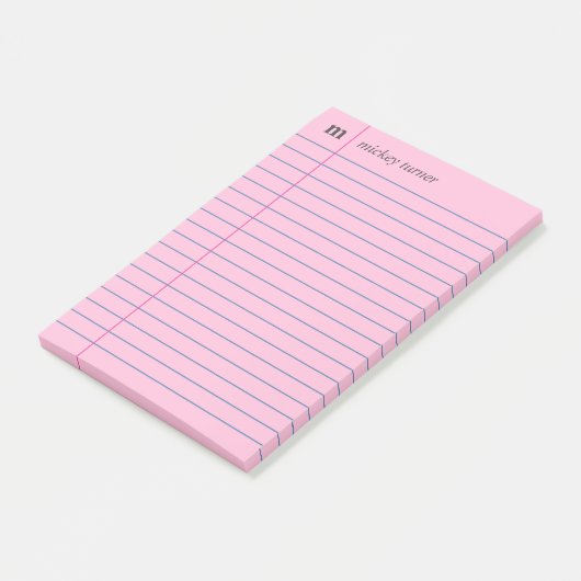 Notebook Pink Name und Anfangsbuchstaben hinzufüge Post-it Klebezettel (angewinkelt)