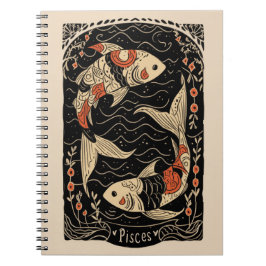 Notebook Pisces Celestial Zodiac Art Notizblock