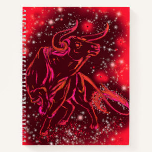 Notebook Red Bull Running At Starry Night Notizblock