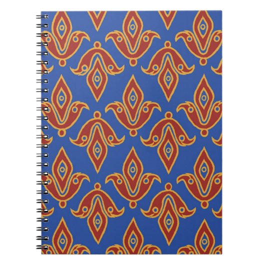 Notebook, Rot, Blau, Gold Fleur de Lys Muster Notizblock (Vorderseite)