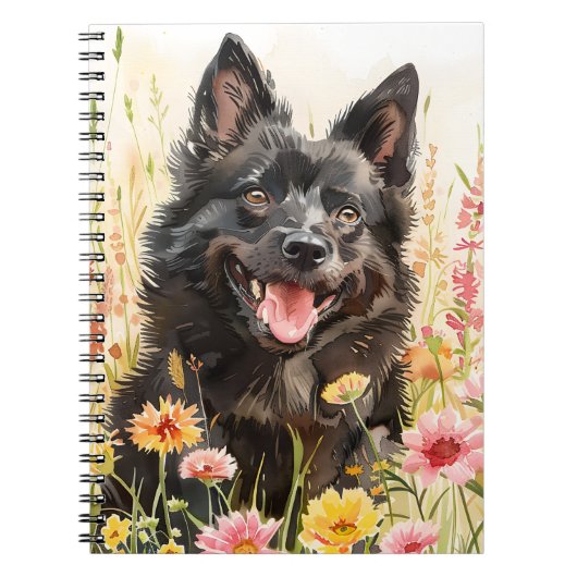 Notebook – Schipperke Watercolor Dog Journal Notizblock (Vorderseite)