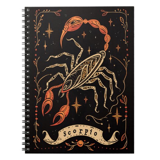 Notebook Scorpio Celestial Zodiac Art Notizblock (Vorderseite)