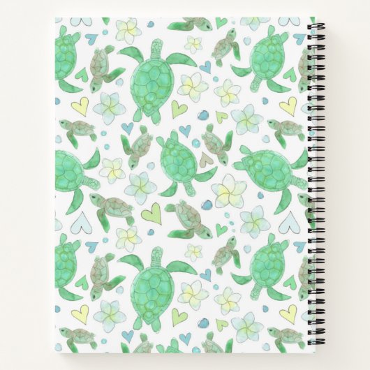 Notebook Sea Turtle Watercolor Illustration Journa Notizblock (Rückseite)