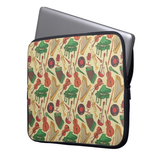 Notebook-Sieb mit Vintagen Musikinstrumenten Laptopschutzhülle (Vorderseite Links)