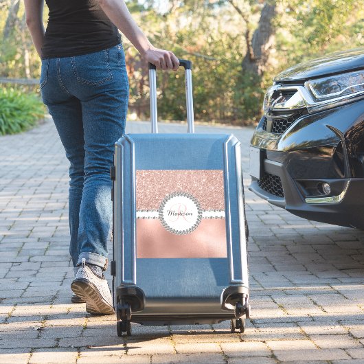 Notebook-Sticker Rose Gold Monogram Diamond Aufkleber (Koffer Insitu)