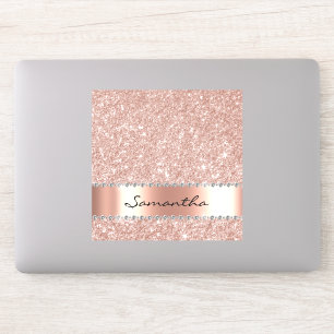Notebook-Sticker Rose Gold Monogram Diamond Aufkleber