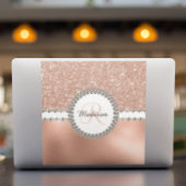 Notebook-Sticker Rose Gold Monogram Diamond Aufkleber