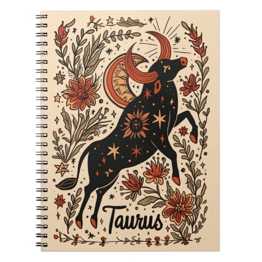 Notebook Taurus Celestial Zodiac Art Notizblock (Vorderseite)