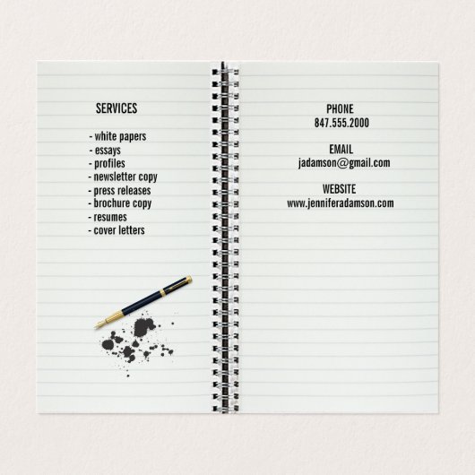 Notebook-Visitenkarte Visitenkarten (Innenseite Aufgefaltet)