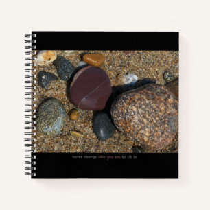 Notebook w. Steinbild + inspirierender Text Notizblock
