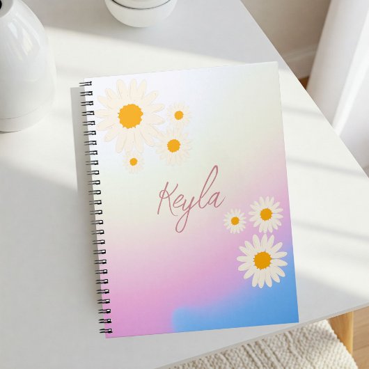 Notebook with gradient Rose and Daisies Notizblock