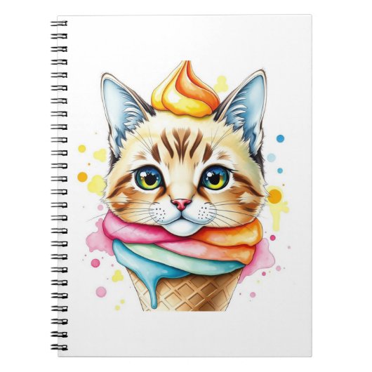 Notebook with ice-cream and cat notizblock (Vorderseite)