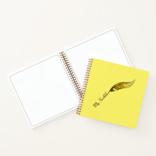 Notebook - Yellow Feather Pen Notizblock