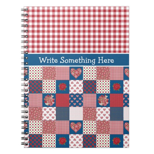 Notebook zu Personalisieren: Herz, Rose, Gingham Notizblock (Vorderseite)