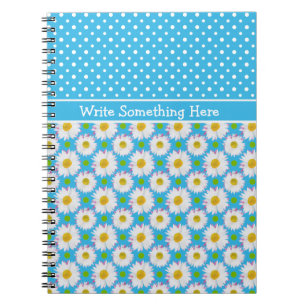 Notebook zu personalisieren: Polkas, Daisies on Bl Notizblock