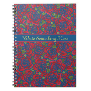 Notebook zum Personalisieren: Rote Rosen über Navy Notizblock