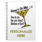 NOTEBOOKS Dinner! Oliven? Mittel oder selten? Notizblock (Vorderseite)