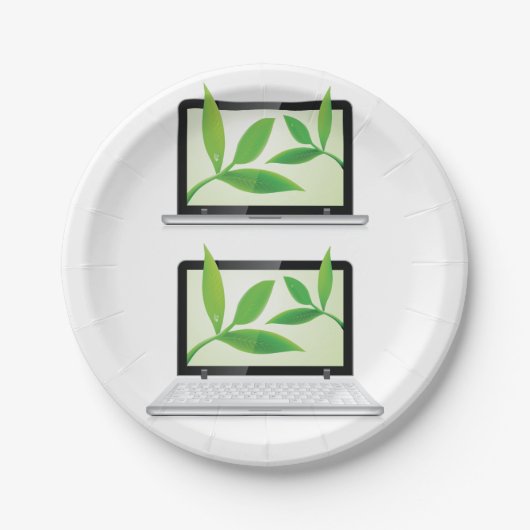 Notebooks mit Blätter-Papier-Tellern Pappteller (Vorderseite)