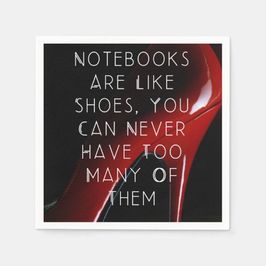 Notebooks mit roten Heelsen sind wie Schuhpapiere Serviette (Vorderseite)