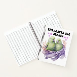 Notebooks und Schreibstifte - zwei grüne Papageien Notizblock
