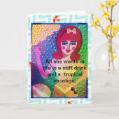 NOTECARD-ALL SIE WILL IM LEBEN EIN STIFF GETRÄNK KARTE (Gelbe Blume)