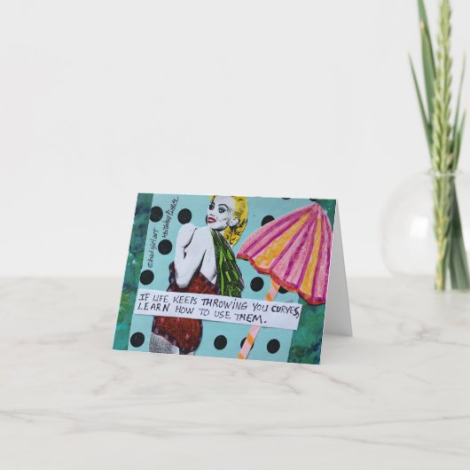 NOTECARD-FALLS BEHALTE DAS LEBEN DURCH IHRE KURVEN KARTE (Vorderseite)