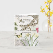 Notecard für Vintage Libellen Karte (Gelbe Blume)