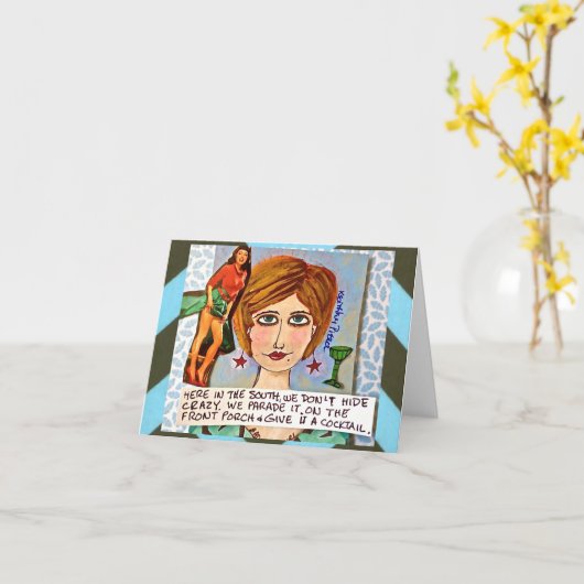 NOTECARD HIER IM SÜDEN VERSTEHEN WIR KEINE KRAZIE KARTE (Gelbe Blume)