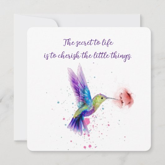 Notecard Hummingbird 5x5 Mitteilungskarte (Vorderseite)