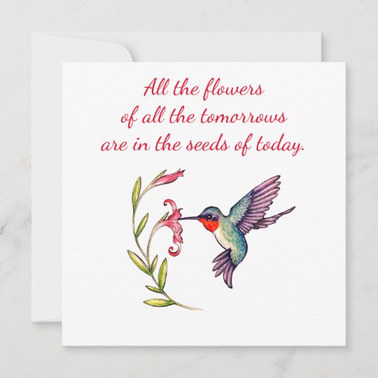 Notecard Hummingbird 5x5 Mitteilungskarte (Vorderseite)